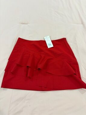 Red Ruffle Mini Skirt - Women